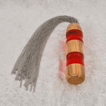 Weihnachtsset: Olivenholz-Kettenflogger mit rotem Epoxidharz + Paddle mit Kussmund-Motiv
