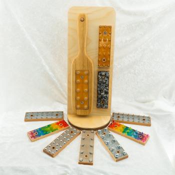 Modulares Paddle aus Eichenholz mit Wechsel-Inlays – Handarbeit, Set mit Ständer
