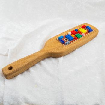 Preview: Modulares Paddle aus Eichenholz mit Wechsel-Inlays – Handarbeit, Set mit Ständer