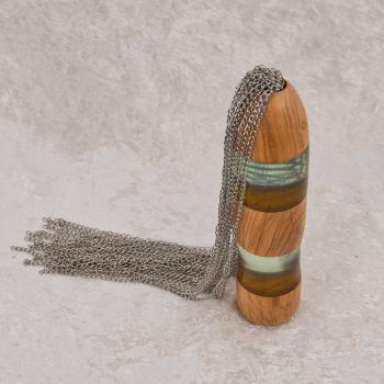 Preview: Flogger aus Olivenholz und Edelstahl Ketten