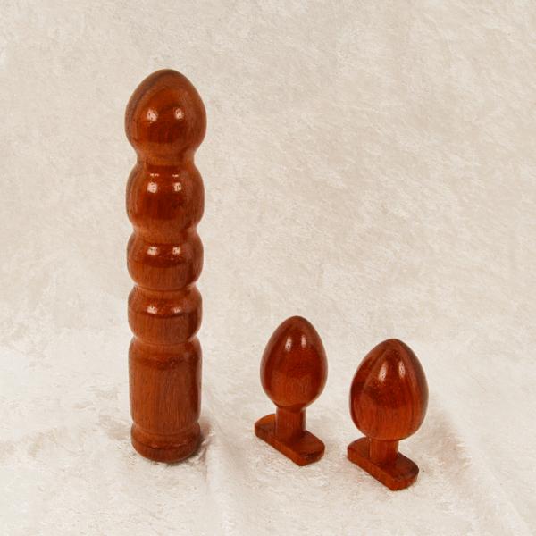 Padouk Weihnachts-Bundle – hochwertiger Holzdildo + 2 Analplugs